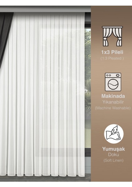 Modern Çizgili Tül Perde • 1/3 Sık Pileli • Ütü Gerektirmez • Binlerce Evin Tercihi indirimleri