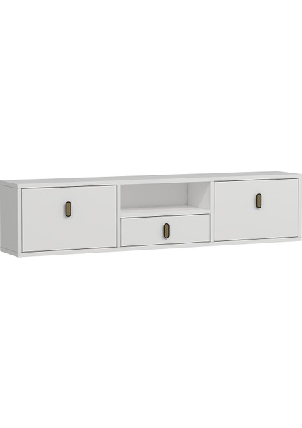 1324DROPDD-32 Duvara Montaj Tv Sehpası Beyaz-Altın indirimleri