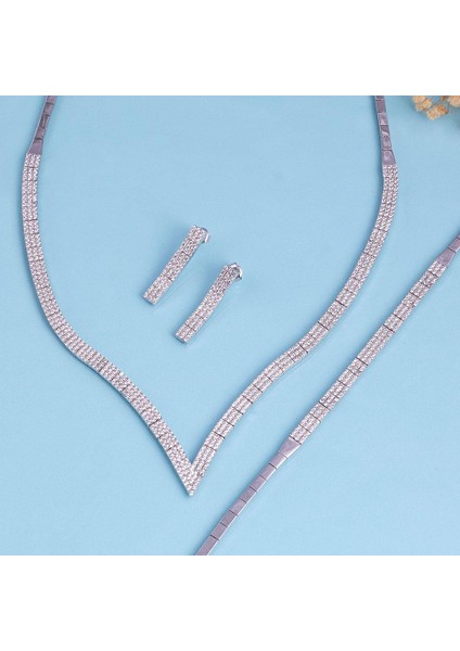 V Pırlanta Model Su Yolu Süzme 925 Ayar Gümüş Düğün Seti fırsatları