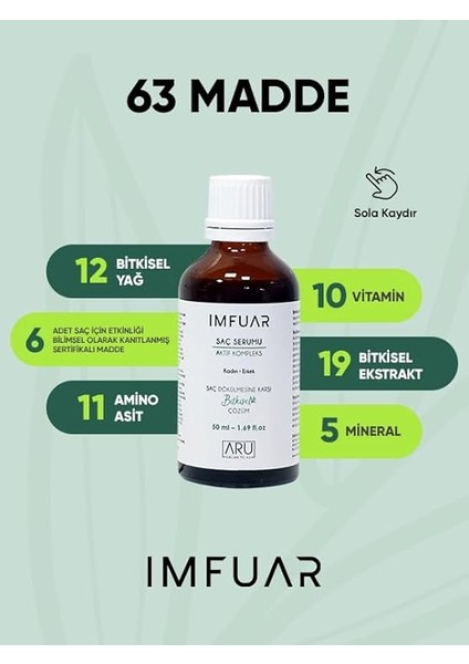 Yeni Saç Oluşumunu Destekleyen ve Saç Dökülmesini Engelleyen Saç Serumu 50 ml 63 Farklı Aktif Madde fırsatları