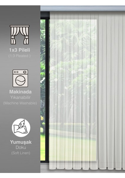 Modern Çizgili Tül Perde | 1/3 Sık Pileli | Ütü Gerektirmez | En Çok Satan Model fırsatları