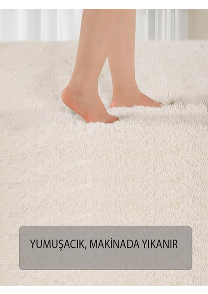 Krem Post Peluş Yumuşak Yıkanabilir Kaymaz Dot Taban Antibakteriyel Salon Koridor Çocuk Halısı modelleri
