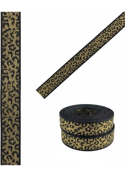 Leopar Desenli Jakarlı Parlak Şerit – Dekoratif Kemer, Çanta, Ayakkabı ve Hobi Aksesuar (1 Metre)