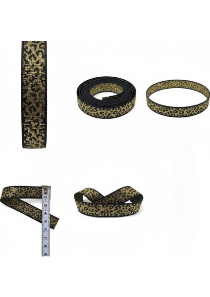 Leopar Desenli Jakarlı Parlak Şerit – Dekoratif Kemer, Çanta, Ayakkabı ve Hobi Aksesuar (1 Metre)