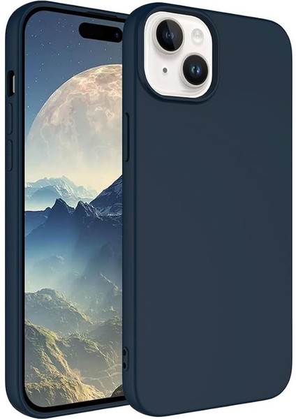iPhone Serisi Iphone Lansman Kılıf Ince Sıvı Silikon 3 Katmanlı Tam Kaplamalı Yumuşak Jel Kauçuk Telefon Kılıfı (Lacivert, iPhone 13/14)