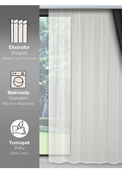 Modern Çizgili Tül Perde | Pilesiz Ekstrafor Büzgülü | Ütü Gerektirmez | En Çok Satan Model fırsatları