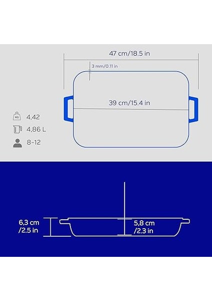 Metal Premium Serisi - Döküm Rosto ve Fırın Tepsisi, Dikdörtgen, 26X40 Cm, Majolik Mavi indirimleri