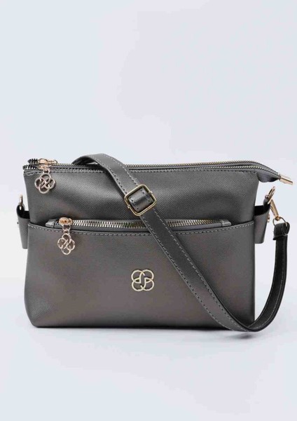 Kadın Gümüş Renk Suni Deri Çapraz Askılı Çanta