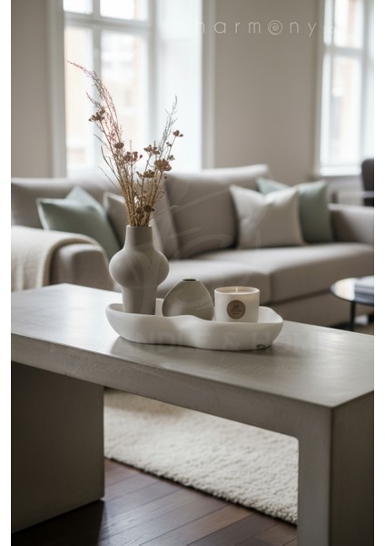Harmony - Dalgalı Dekoratif Beton Tabak, Banyo Düzenleyici, Mumluk, Sunum ve Takı Tabağı