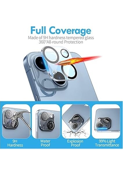 Trend iPhone 14 ve 14 Plus Uyumlu Kamera Lens Koruyucu Temperli Cam Kamera Koruyucu 9h Sertlik Hd Şeffaf Kamera Lens Kapağı Cam Film indirimleri