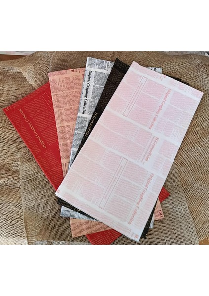 Karışık Renk Gazete Desenli 20’li Çiçek Ambalaj Kağıdı