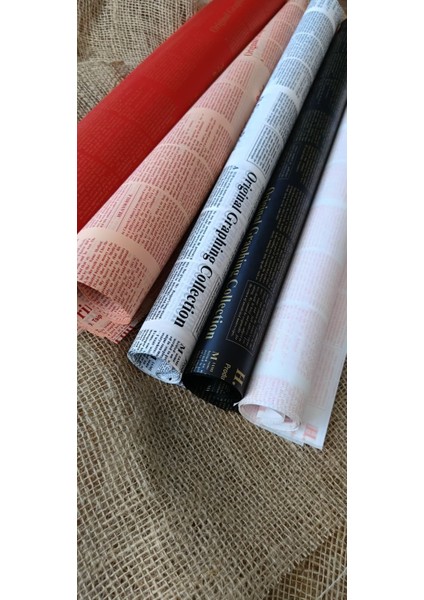 Karışık Renk Gazete Desenli 20’li Çiçek Ambalaj Kağıdı modelleri