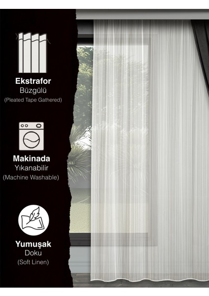 En Çok Tercih Edilen Çizgili Tül Perde – Pilesiz Ekstrafor Büzgülü – Ütü Gerektirmez modelleri