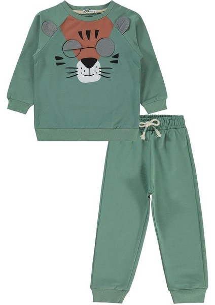 Gözlüklü Kaplan Nakışlı 2-5 Yaş Eşofman Takımı fiyatları