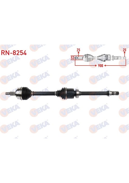 VEKA-RN-8254 - Komple Aks Sag On Uzunluk 900MM Clıo V (B7_) 1.0 Tce 100 (B7MT) Cvt A-T Snz. 2019-