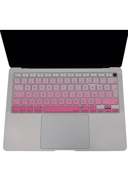 Macbook Air M1 13INÇ Klavye Koruyucu Türkçe Q (Touchıd'li) A2179 A2337 ile Uyumlu Gradient Pembe modelleri