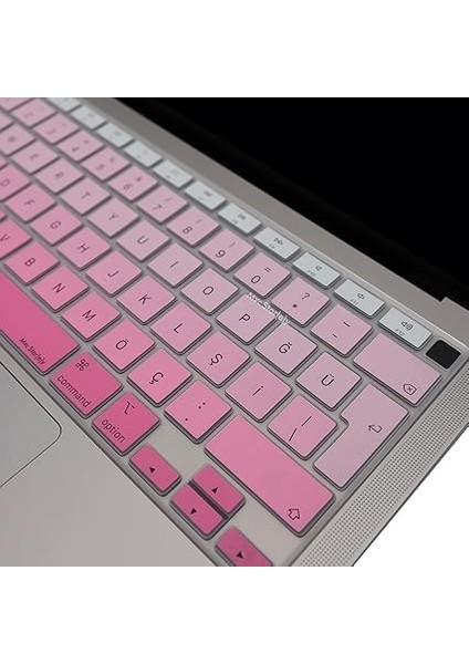 Macbook Air M1 13INÇ Klavye Koruyucu Türkçe Q (Touchıd'li) A2179 A2337 ile Uyumlu Gradient Pembe fırsatları