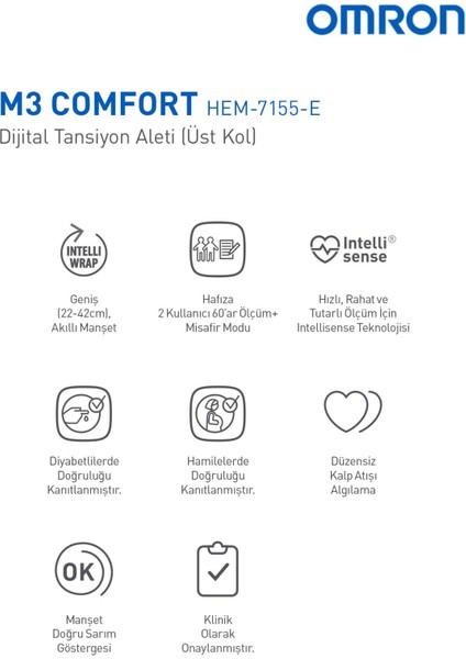 M3 Comfort Kolay Kullanım Üst Koldan Ölçer Pilli Tansiyon Aleti Taşıma Çantası Hediyeli fırsatları