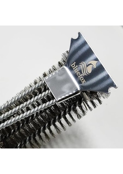 Paslanmaz Çelik Izgara Mangal Temizleme Fırçası | Kazıyıcılı, 360º Kapsamlı, 3 Başlı, Ergonomik Tutacaklı Barbekü Fırçası fiyatları