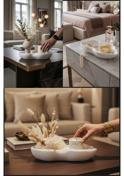 Harmony - Dalgalı Dekoratif Beton Tabak, Banyo Düzenleyici, Mumluk, Sunum ve Takı Tabağı fiyatları