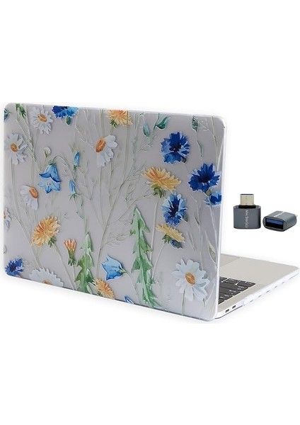 MacBook Air 13″ Kılıf – A1932, A2179, A2337 M1 Uyumlu Sert Kapak • Çiçek Desenli Hard Shell Koruma • Ince & Dayanıklı Laptop Cover Sarı