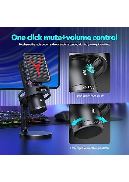 Yanmai Bilgisayar Masaüstü Profesyonel Vlog Canlı Yayın Podcast Mikrofon Kiti Tak Çalıştır USB Kablolu Örnekleme Hızı 48KHZ, Frekans Yanıtı 80HZ-16KHZ Gm7-B (GM7B) fırsatları