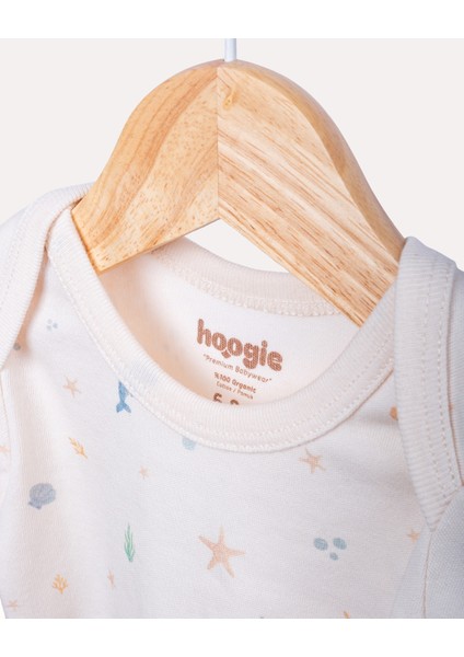 %100 Organik Pamuk Gots Sertifikalı Kısa Kollu Okyanus Desenli Bebek & Yenidoğan Body - Ekru indirimleri