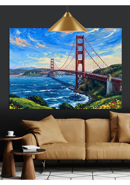 Altın Kapı Köprüsü Manzarası Dekoratif Kanvas - Mdf Ahşap Tablo