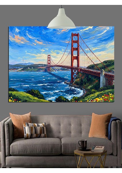 Altın Kapı Köprüsü Manzarası Dekoratif Kanvas - Mdf Ahşap Tablo modelleri