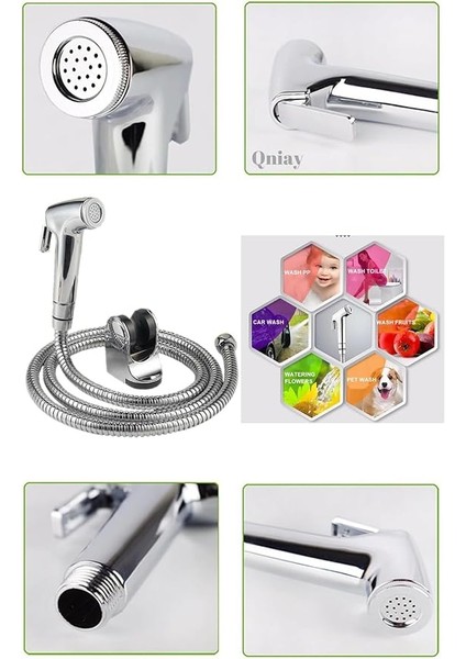 Spiralli Taharet Musluğu Taharetmatik Tabancalı Set Bas Çek | Taharatmatik| Mafsal |hortum | fiyatları