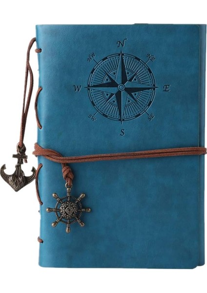 Vintage Doldurulabilir Notebook, Birinci Sınıf Pu-Deri Klasik Kabartmalı Travel Journal Günlük Boş Sayfa ve Retro Kolye Ucu