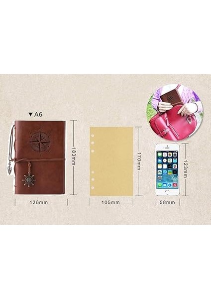 Vintage Doldurulabilir Notebook, Birinci Sınıf Pu-Deri Klasik Kabartmalı Travel Journal Günlük Boş Sayfa ve Retro Kolye Ucu fiyatları