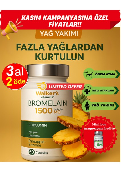 Walkers Bromelain Yeşil Çay, Krom, Curcumin, Berberine, Resveratrol.