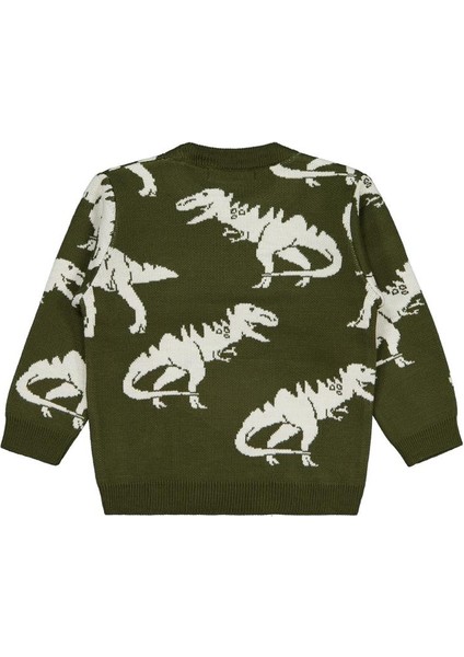 Dinazor Desenli 2-5 Yaş Kazak - Haki 4-5 Yaş