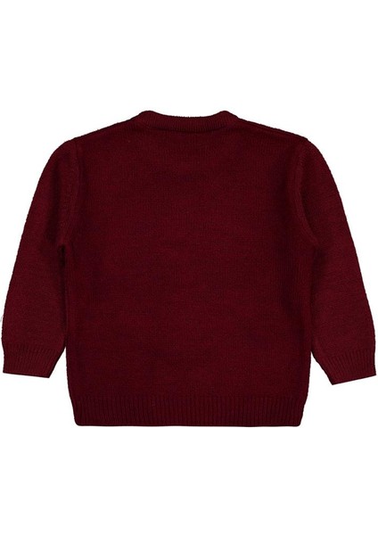 Ayıcık Nakışlı 2-5 Yaş Kazak - Bordo 4-5 Yaş