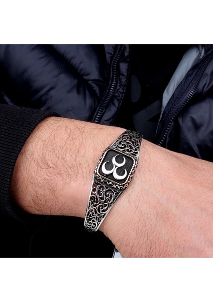 925 Ayar Gümüş Üç Hilal Model Otantik Motif Erkek Bileklik modelleri