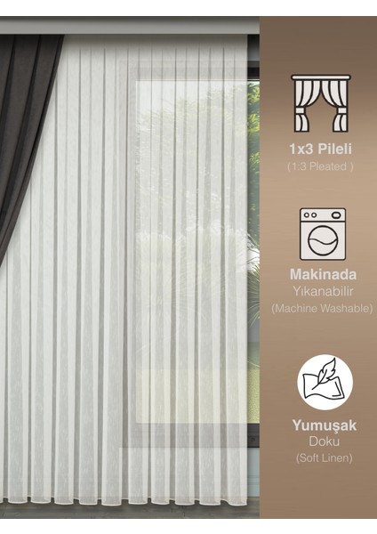 Yoğun Şantuklu Modern Tül Perde • 1/3 Sık Pileli • Ütü Gerektirmez • Binlerce Evin Tercihi