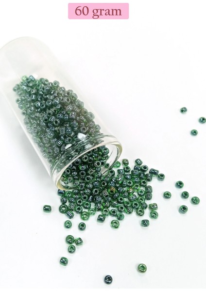Litaetrend Dökme Cam Kum Boncuk (8/0) 3 mm - 60 Gram - Parlak Yeşil - BNC203
