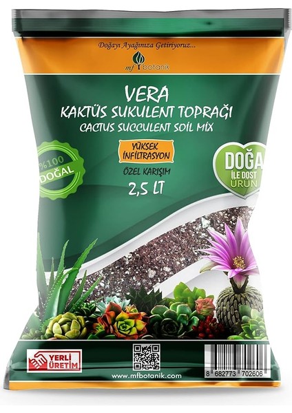 Botanik Kaktüs Sukulent Toprağı 2.5 Litre - Teraryum Için Uygun Toprak
