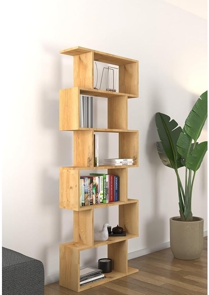 6 Raflı Kitaplık, Dekoratif Raf Zigzag Kitaplık, Labirent Dekor, Rivoli indirimleri