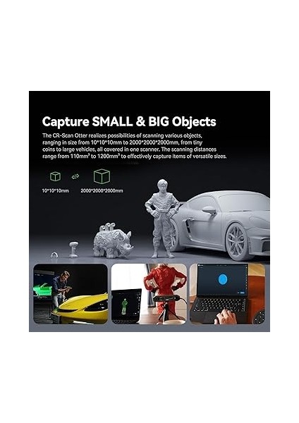 Cr-Scan Otter 3D Tarayıcı, 0.02MM Doğruluk 20FPS Tarama Hızı Tarama Boyutları 10* 10* 10MM Ila 2000* 2000* 2000MM 24-Bit Tam Renkli Titreşim Önleyici Tarama Siyah/metal Nesneler Püskürtme fırsatları