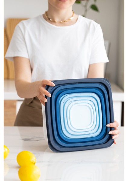 7 7'li Rainbow Erzak ve Yiyecek Saklama Kabı Seti Kare Deepfreeze ve Mikrodalga Kullanımına Uygun 5