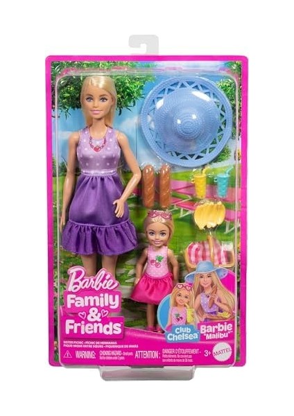 Malibu ve Chelsea Kıyafetleri ve Aksesuarları Aile ve Dostlar Serisi Bebekler ve Aksesuarlar, 2 Bebek ve 9 Aksesuar ile Piknik Temalı Oyun Seti JBF43 fiyatları