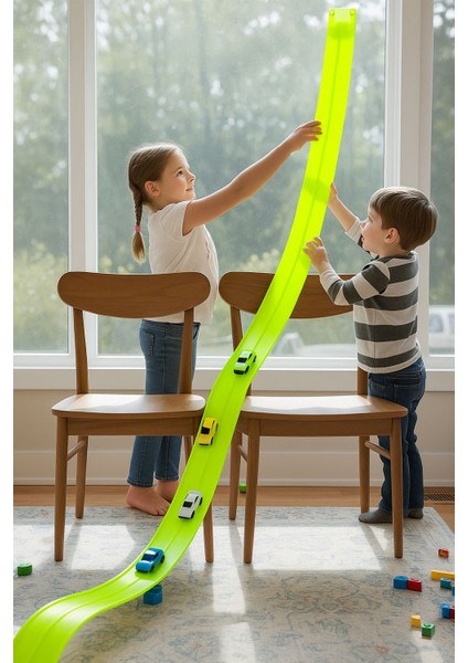 Yarış Pisti Vantuzlu 4.5 Metre 1:64 Ölçek Tüm Arabalara Uyumlu