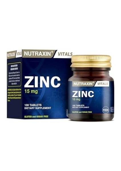 Nutraxin Vitals Zinc 15 Mg 100 Tablet Takviye Edici Gıda fiyatları