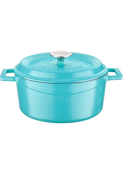 Metal Spring Serisi - Döküm Tencere, Yuvarlak, 24 Cm, Mat Emaye, Parlak Siyah Taban, Kırmızı