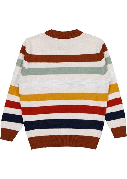 Renkli Çizgili 6-9 Yaş Kazak - Turuncu 6-7 Yaş