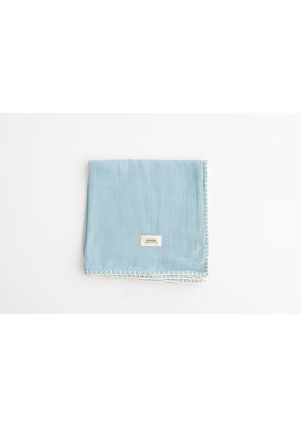 %100 Pamuk 2 Katlı Açık Mavi Bebek Müslin & Çocuk Müslin Battaniye (110*110CM)