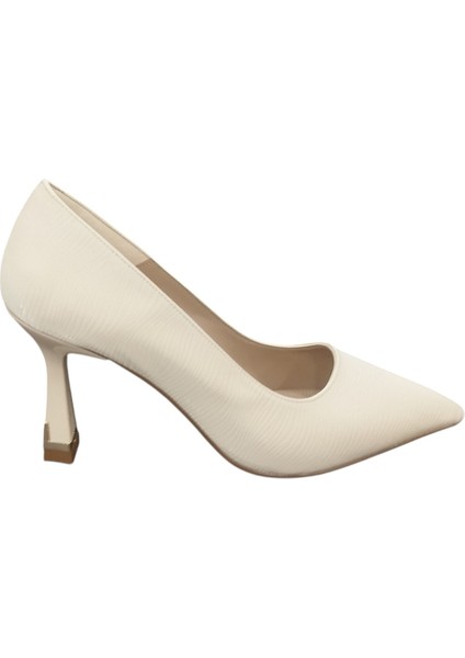 8357707Z Baskılı 8 cm Kadeh Topuk Günlük Şık Kadın Stiletto Ayakkabı