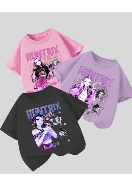 Kpop Demon Hunterix Kids Design Unisex Oversize T-Shirt fiyatları